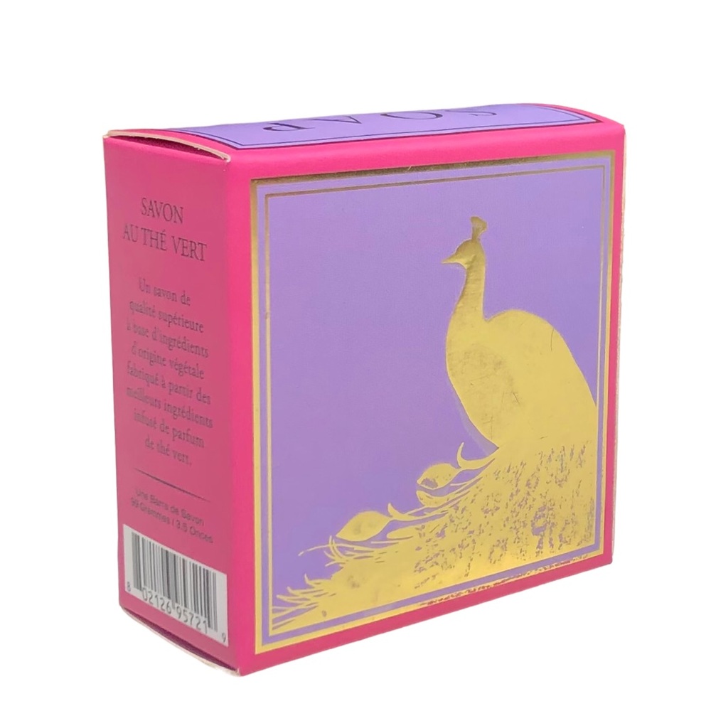 Punch Studio Pleat Wrapped Green Tea Scented Soap Peacock Embossed Box (95721)